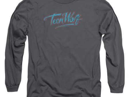 TEEN WOLF : NEON LOGO L\S ADULT T SHIRT 18\1 Charcoal MD Online now