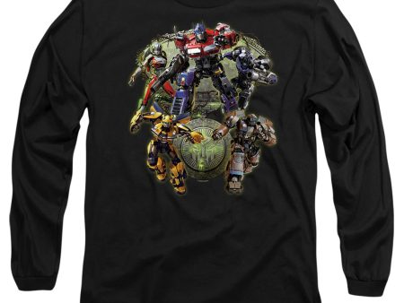 TRANSFORMERS : AUTOBOT GROUP SHOT L\S ADULT T SHIRT 18\1 Black SM Hot on Sale