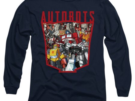 TRANSFORMERS : AUTOBOT COLLAGE L\S ADULT T SHIRT 18\1 Navy XL Hot on Sale