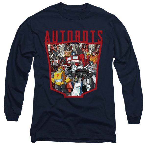 TRANSFORMERS : AUTOBOT COLLAGE L\S ADULT T SHIRT 18\1 Navy XL Hot on Sale