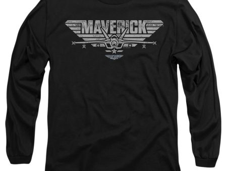 TOP GUN : MAVERICK : MAVERICK PLANE LOGO L\S ADULT T SHIRT 18\1 Black MD on Sale