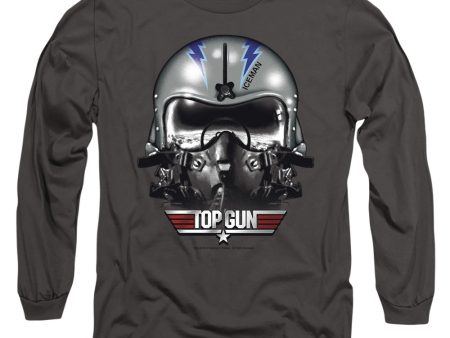 TOP GUN : ICEMAN HELMET L\S ADULT T SHIRT 18\1 CHARCOAL 3X Fashion