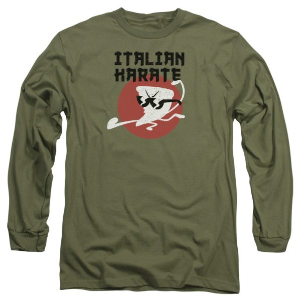 UNCLE GRANDPA : ITALIAN KARATE L\S ADULT T SHIRT 18\1 Military Green XL Online Hot Sale