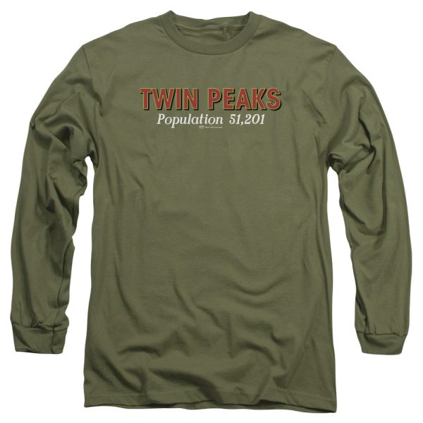 TWIN PEAKS : POPULATION L\S ADULT T SHIRT 18\1 Military Green SM Online