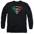 SUPERMAN : MEXICAN FLAG SHIELD L\S ADULT T SHIRT 18\1 Black SM Online Sale