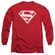 SUPERMAN : RED AND WHITE SHIELD L\S ADULT T SHIRT 18\1 Red LG on Sale